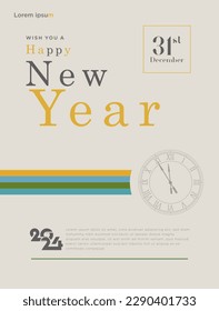 2024 new year celebration with classic and retro concept. Premium vector design for 2024 new year banner, poster, template.