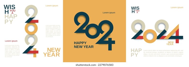 2024 new year celebration design concept for cover, banner, poster, magazine, flyer and social media post template