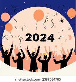 2024 new year celebration flat vector illustration 