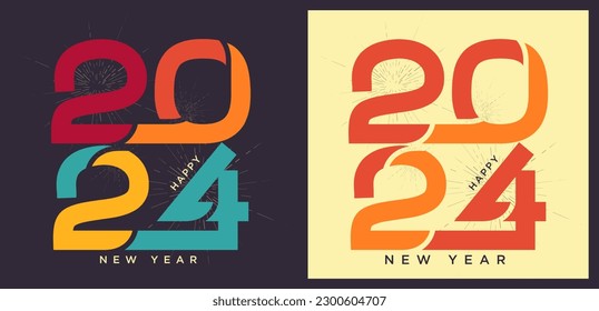 2024 new year celebration with illustrations of truncated numbers with combined colors. vector premium design.
