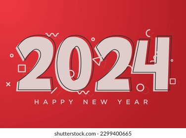 2024 new year celebration with simple ornaments with simple lines. vector premium design.