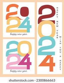 2024 new year celebration with simple and unique flat classic numbers. vector premium design.