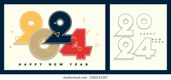 2024 new year celebration with two different number concept. unique and beautiful design for celebration.