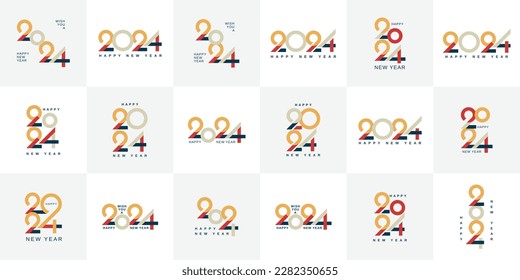 2024 new year color logo collections for calendars, banners, labels, notebooks and social media post template