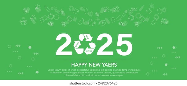 2024 New Year concept. recycle, reduce and reuec. Sustainable environment development goals. sustainability, management,environmental, renewable energy. icons and green energy banner