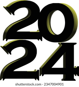 2024 New Year Date Text Vector Image