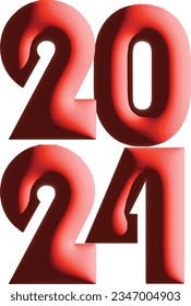 2024 New Year Date Text Vector Image