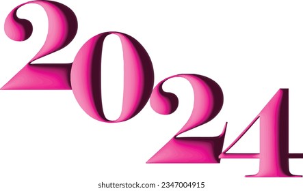 2024 New Year Date Text Vector Image