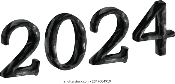 2024 New Year Date Text Vector Image