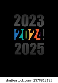 2024 new year design.new year colorful truncated number. Premium vector design for poster, calender, t shirt, template,banner, greeting and new year 2024. Transition into new year 2024.