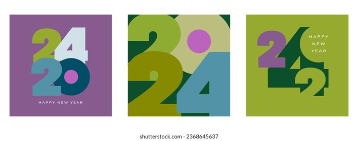 2024 new year design template for poster, flyer, calendar, cover and media post