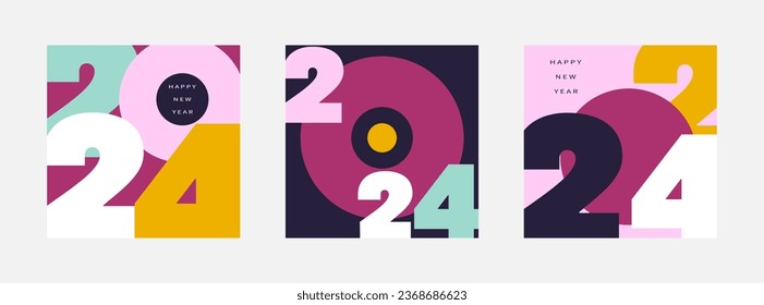 2024 new year design template for poster, flyer, calendar, cover and media post