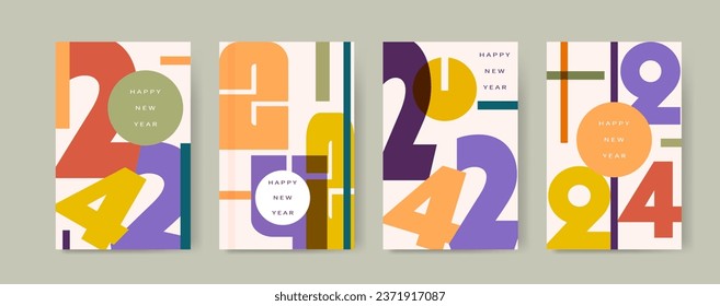 2024 new year design template for poster, flyer, calendar, cover and media post