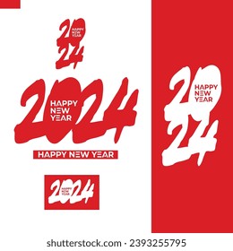 2024 neue Jahr-Design-Vorlage mit Typografie-Logo. Komposition für Cover, Banner und Karte. Bilder, die ohne Verwendung einer AI hergestellt werden. Software