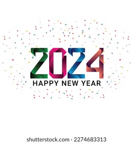 2024 Diseño de año nuevo. Cartel, cartel o tarjeta de felicitación de la tipografía de 2024 para el diseño de Año Nuevo Feliz