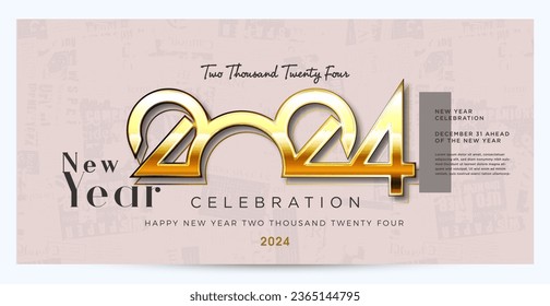 2024 new year design with unique shiny gold numbers. chinese premium design vector.