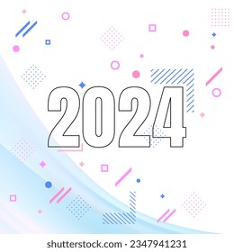 2024 nuevo año vector de diseño. Feliz año nuevo 2024 vector de plantilla de diseño