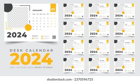 2024 new year desk calendar design template