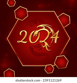 2024 new year, year of the dragon. Set of Chinese new year posters, and greeting cards design with Chinese zodiac dragon