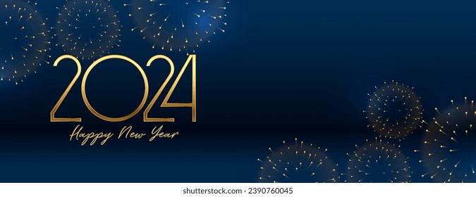 2024 new year eve celebration banner with firework bursting vector