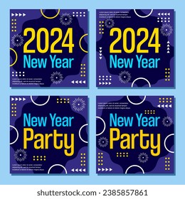 2024 new year feed design for social media with blue background.