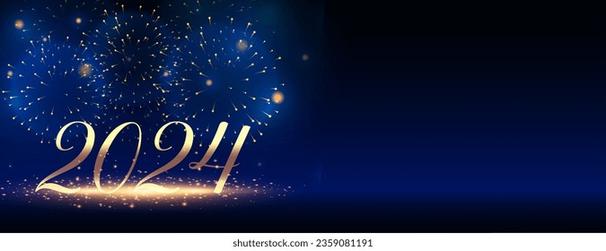 2024 new year firework celebration wallpaper with shiny effect vector