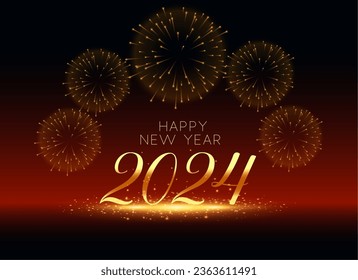 2024 Año nuevo fondo de celebración de fuegos artificiales con vector de efecto ligero