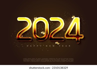 2024 new year with glitter sprinkles and gold paper cut, new year 2024 celebration.