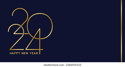 2024 New Year gold and blue vector background.