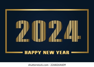 2024 New Year gold gradient numbers on luxury dark background