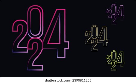 2024 New Year gold metal number. Extend Warm Wishes for a Happy New Year and Merry Christmas with this greeting card.new year