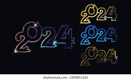 2024 New Year gold metal number. Extend Warm Wishes for a Happy New Year and Merry Christmas with this greeting card.new year