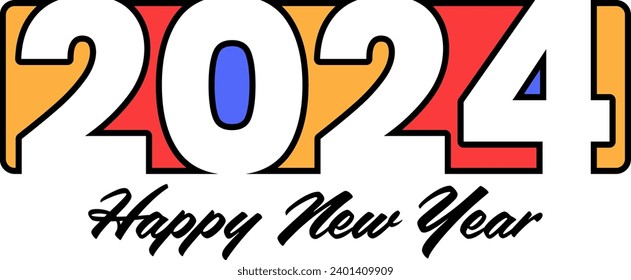 2024 new year. Graphic vector element background. Clean minimalist design.