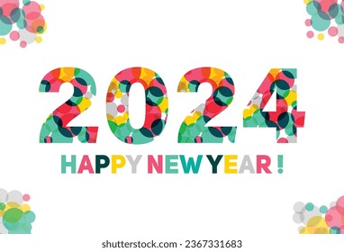 2024 New Year Greeting banner clourfulle circle geometric patern

