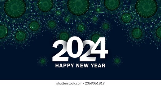 2024 New year greeting card with fireworks