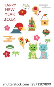 2024 New year greeting card, year of the dragon