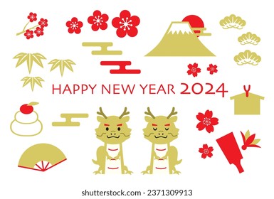 2024 New year greeting card, year of the dragon