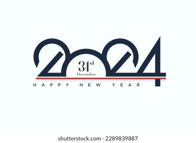 2024 new year greetings concept. Happy new year 2024 banner template with truncated numbers.