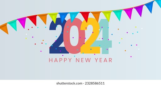 2024 new year. 2024 Happy New Year logo text design for cover photo. Number design template. Greeting banner template. Happy New Year cover.