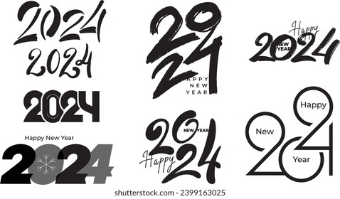 2024 New year, happy new year vector set	