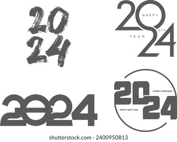 2024 New year, happy new year vector set	
