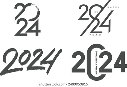 2024 New year, happy new year vector set	

