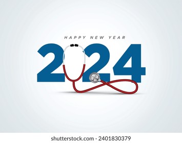 2024 new year Healthcare concept. Healthy new year- creative vector illustration for 2024 new year.