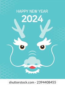 
2024 New Year illustration with blue dragon face