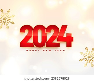 Einladung zum neuen Jahr 2024 mit goldenem Schneeflocken-Vektorgrafik