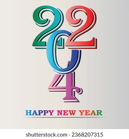 2024 New year invitation template with logo type numbers, Creative concept of 2024 new year square template for cover, calendar, poster, banner and media post template, invitation, celebration, vector