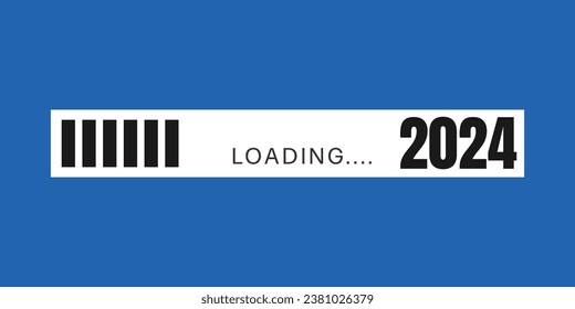 2024 New Year Loading isolated on blue background. Vector illustration.