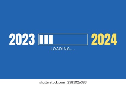 2024 Nuevo año de carga aislado en fondo azul. Ilustración vectorial.