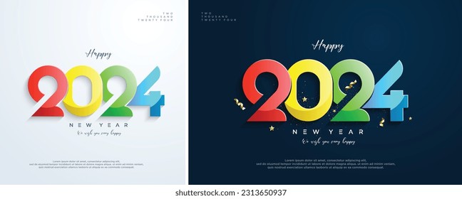 2024 new year logo design colorful and intercut.