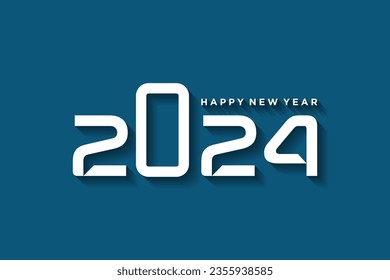 2024 new year logo design with white typography and 3d number effect